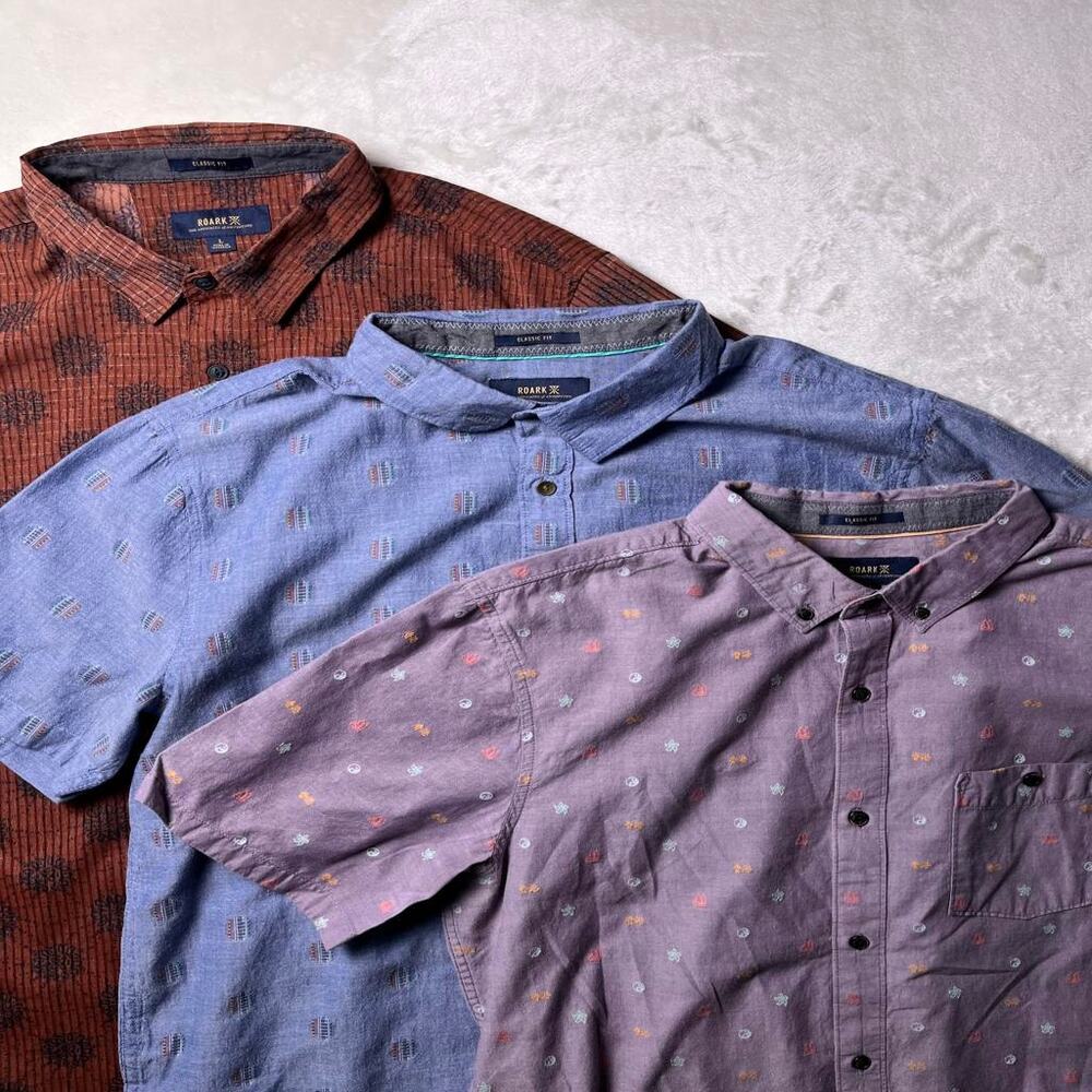 3 x Roark Classic Fit Button Up Shirts Men's L Lightweight Trail Adventure Camp